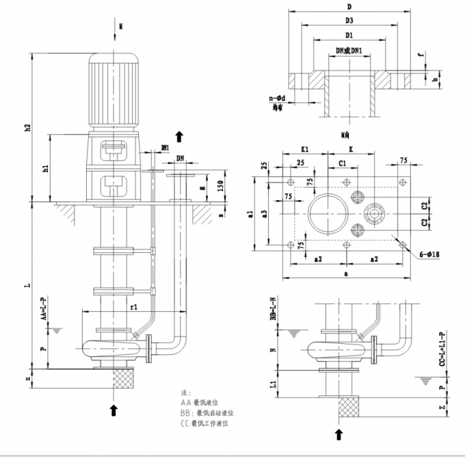 Vertical Long Shaft Propeller Submersible Dewatering Pump Chemical Use Vertical Pump Peripheral Pump